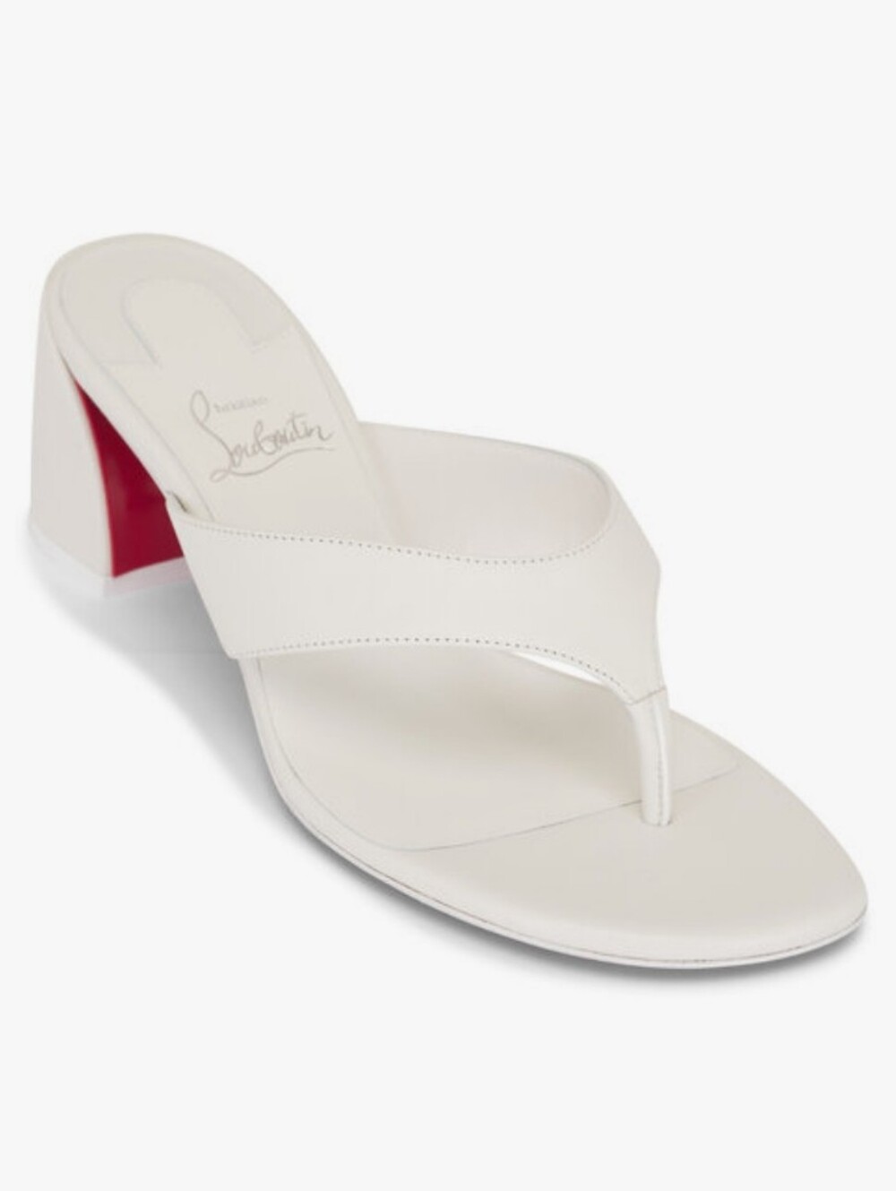 $845 Christian Louboutin 55 Janetonga Leather Thong Sandal White EU 40.5 US 10.5